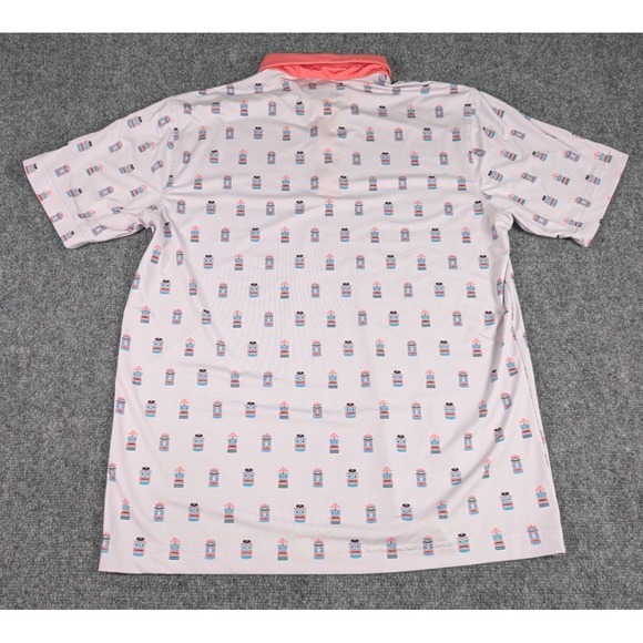 Waggle Golf Polo Shirt Mens Large Tiki All Over Print Performance - Picture 6 of 7